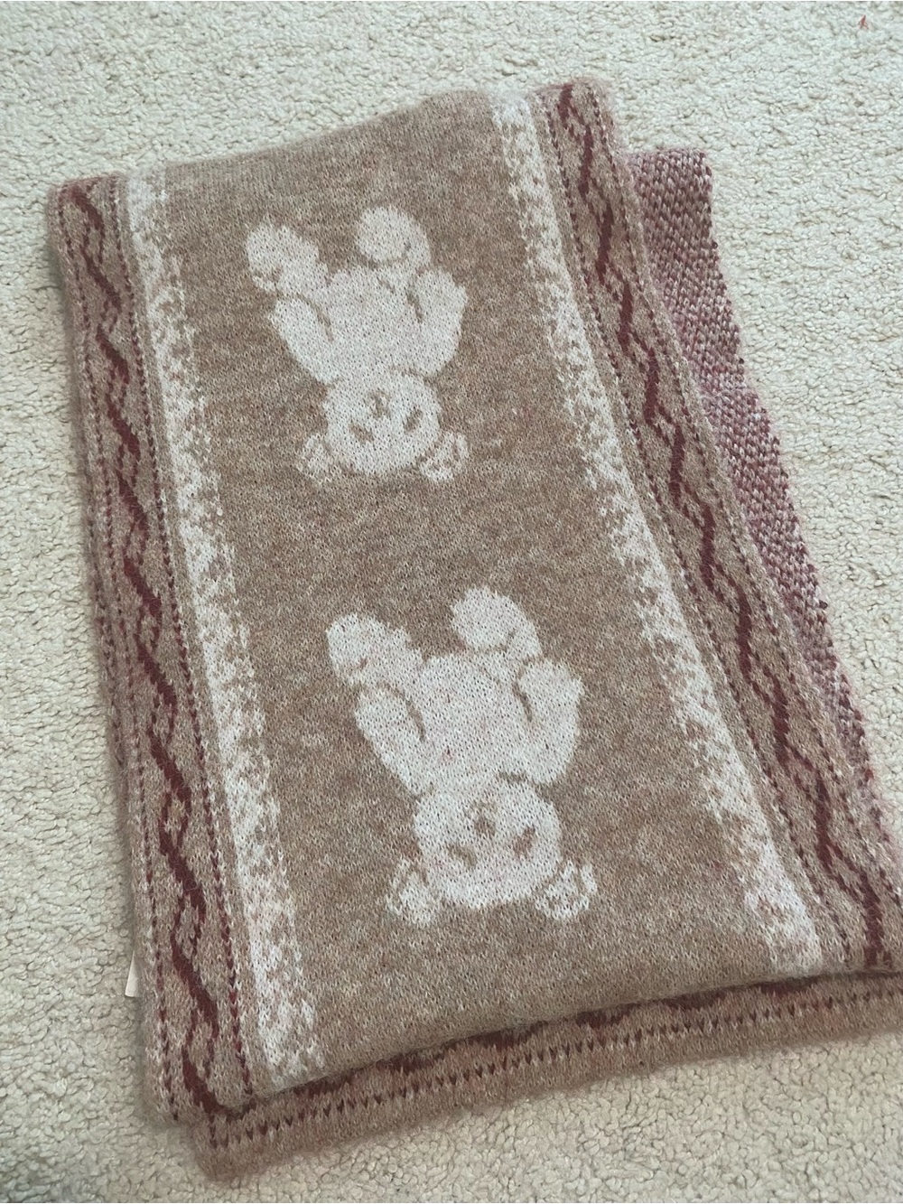 Urban Outfitters Teddy Bear Pattern Knit Scarf NWT - Picture 6 of 7